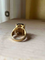 Gold-Toned Ring with Rectangular Gemstone