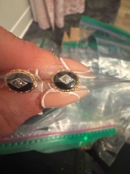 Vintage Onyx and Diamond Accent Earrings
