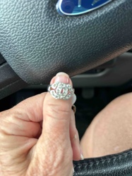 Chanel Style Double 'C' Logo Ring with Pave Stones