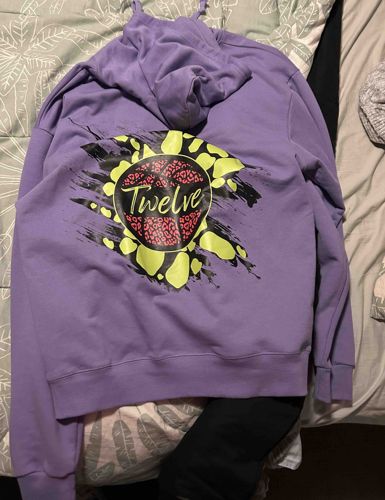 Purple Graphic Print Hoodie