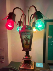 Victorian / Art Nouveau Style Pedestal Table Lamp with Multi-Colored Bulbs