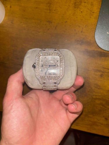 Diamond-Set Square-Cased Wristwatch