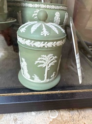 Wedgwood Sage Green Jasperware Lidded Jar