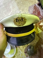 Vintage Military or Service Cap with Lyre and Laurel Insignia