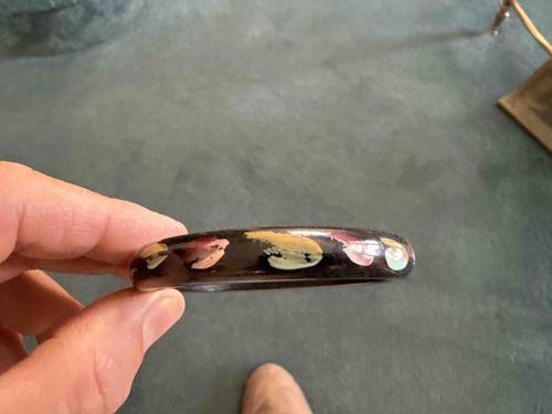 Hand-Painted Black Bangle Bracelet