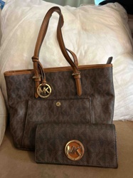 Michael Kors Monogram Handbag and Matching Wallet Set