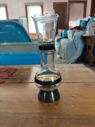 Clear Glass Vase with Decorative Bands