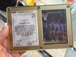 Clyde Drexler Autographed Basketball Card Display with Certificate of Authenticity