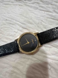 Geneva Black Dial Gold-Tone Analog Watch