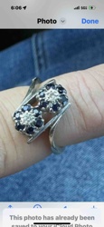 Bypass Ring with Sapphire and Colorless Stone Clusters