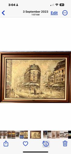 Framed Oil Painting Depicting a Parisian Street Scene