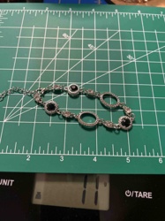 Antiqued Silver-Tone and Black Stone Statement Bracelet