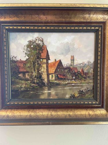 European Village Landscape Oil Painting