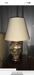 Asian-Style Ceramic Table Lamp with Pagoda and Tree Motif
