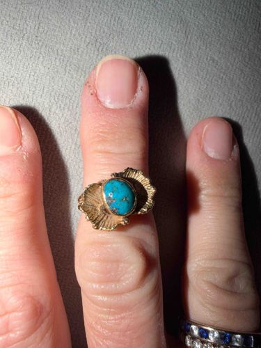 Vintage 14K Gold and Turquoise Cabochon Ring