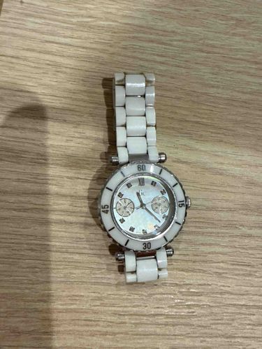 White Ceramic Chronograph-Style Women's Watch