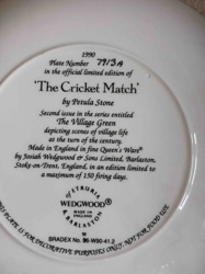 'The Cricket Match' Collector Plate by Petula Stone (Wedgwood, The Village Green Series)