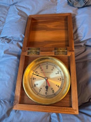 The Otto Gerdau Co. Brass Ship's Clock in Wooden Box