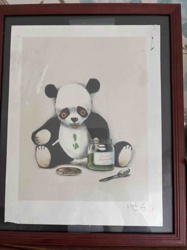 Panda with Bamboo Jam Art Print