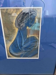 Framed Pastel Drawing of a Seated Female Nude
