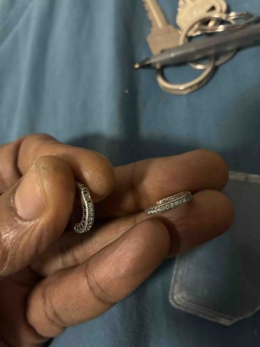 Pair of Pave Cubic Zirconia Hoop Earrings