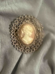 Vintage-Style Cameo Brooch with Crown over PD Mark