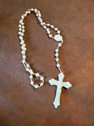White Plastic Rosary Beads