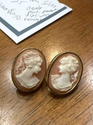 Agate Pink Cameo Earrings