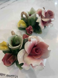 Capodimonte Porcelain Floral Candlesticks
