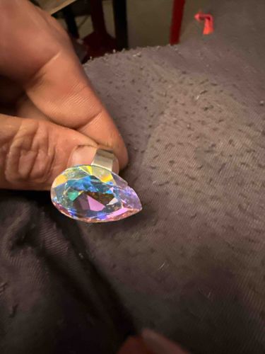 Teardrop Iridescent Crystal Costume Ring