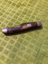 Vintage Multi-Blade Pocket Knife with Wood-Grain Scales and Shield Inlay (Possibly Avon Promotional)
