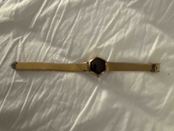Vintage Gold Tone Hexagonal Face Mesh Band Watch