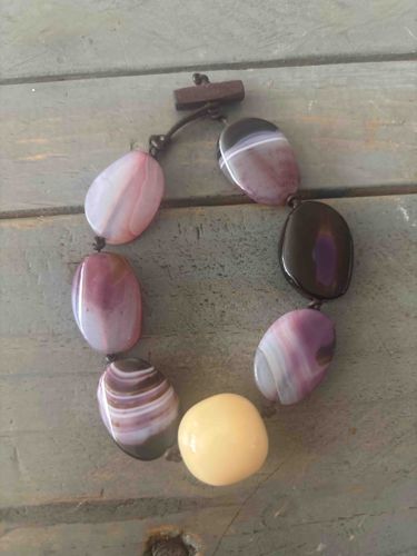 Artisan Chunky Banded Agate and Resin Bracelet