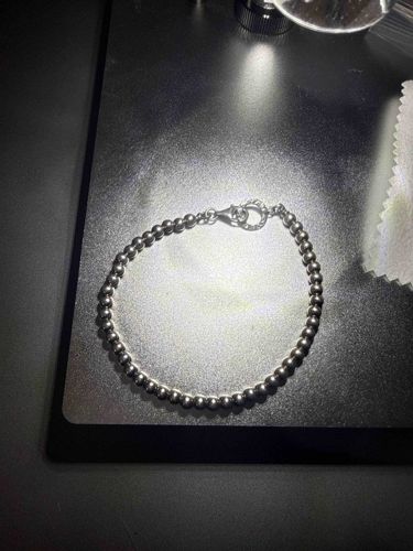 Sterling Silver Polished Ball Bead Bracelet with Lobster Clasp