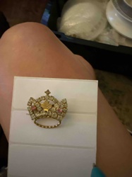 Rhinestone Crown Brooch with Maple Leaf Motif