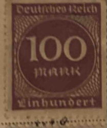 German Reich 100 Mark Postage Stamp (1923 Inflation Period)