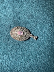 Vintage Marcasite and Pink Stone Pendant