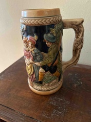 German Ceramic Relief Beer Stein or Tankard