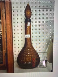 Amber Glass Genie Bottle Decanter with Textured Pattern and Stopper