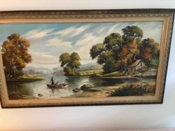 Autumn River Landscape Oil Painting by L. Ritter