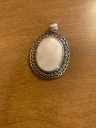 Mother-of-Pearl and Marcasite Oval Pendant