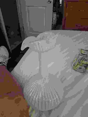 Vintage Milk Glass Ruffled Swung Vase