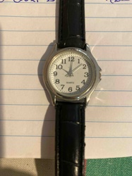 Generic Quartz Analog Wristwatch with Black Faux-Alligator Strap