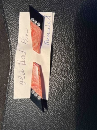 Vintage Art Deco Style Bakelite or Celluloid Geometric Brooch Pair