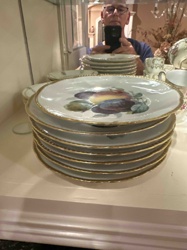 Fruit Motif Dinner Plates with Gold Trim