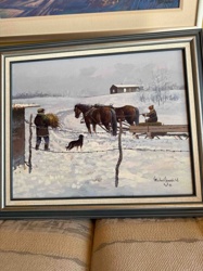 Winter Rural Landscape with Horses and Figures