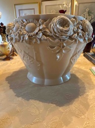 Large Cream Ceramic Floral Jardiniere