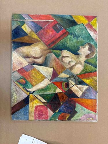 Woman with a Mirror, 1915 Oil Painting on Canvas by David Burliuk