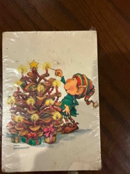 Christmas Greeting Card Set with Elf Lighting Christmas Tree