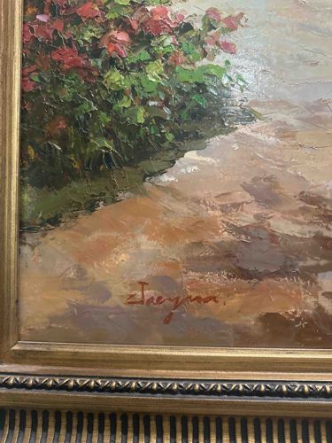 Floral and Landscape Scene Painting by Tarcyama (Unknown Artist)